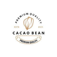 Cacao Bean Logo, Premium Design Fresh Organic Garden Plant Seed Simple Minimalist