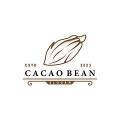 Cacao Bean Logo, Premium Design Fresh Organic Garden Plant Seed Simple Minimalist