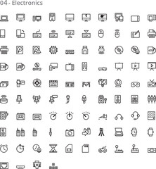 Electronics Line Icons Sheet: High-Tech Symbols for Modern Design
