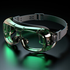 VR glasses icon isometric icon green frosted glass
