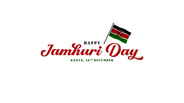 Happy Jamhuri Day. Independence day of Kenya. Alpha Channel. 4K