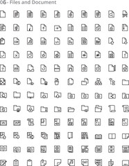 Files and Documents Line Icons Sheet: Organize, Manage, and Share Icons