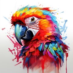 Obraz premium Colorful parrot in white background, AI generated Image