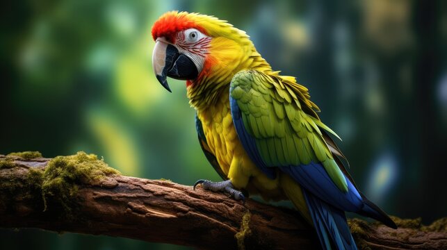 Parrot on a branch, AI generated Image