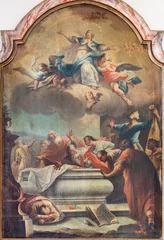 Gordijnen SEBECHLEBY, SLOVAKIA - OKTOBERT 8, 2022: The painting of Assumption of Virgin Mary in St. Michael parish church by Anton Schmidt (1713 - 1773). © Renáta Sedmáková