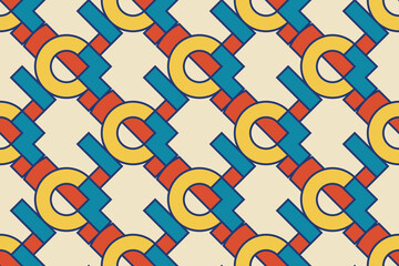 Abstractgeometric pattern background, vector circle, triangle and square lines color art design. Colorful pattern background