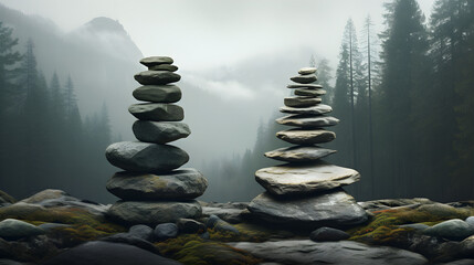 A close up of an organized stack of stones. Generative AI