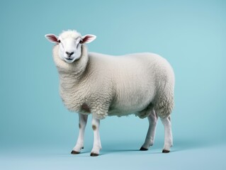 Fototapeta premium a sheep isolated on blue background