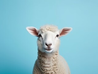 Fototapeta premium a sheep isolated on blue background