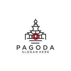 Pagoda logo icon design template flat	