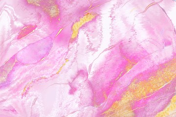 Brown Luxury abstract fluid art painting in alcohol ink and watercolor technique, mixture of marble pink, white and gold paints.Great wallpaper for interior in bedroom, office, hallway. Great pattern