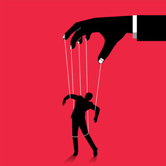 Dictator control or manipulator concept, boss puppet abuse manipulations, manipulative person, employer domination exploitation authority manipulator