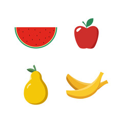 Vector flat delicious fruit collection on white background