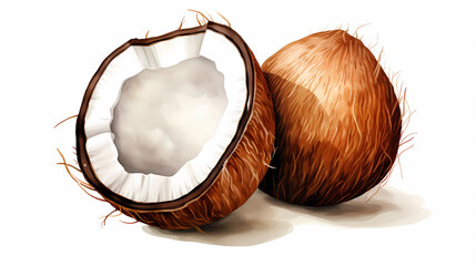 hand drawn cartoon coconut illustration
 - obrazy, fototapety, plakaty