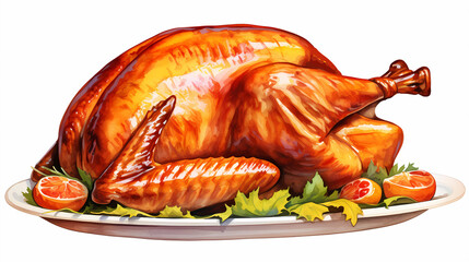 hand drawn cartoon thanksgiving food roast turkey illustration
 - obrazy, fototapety, plakaty