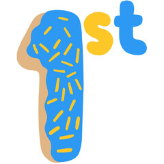 1st number with donut decoration illustration