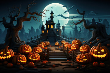 Fototapeta na wymiar Halloween-Themed Background: Spooky Seasonal Delights. Generative AI