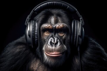 Photo of a DJ chimpanzee. beautiful Generative AI AIG32