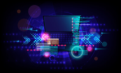 Fototapeta premium Abstract Wallpaper Concept Technology Laptop Data Transfer Communication