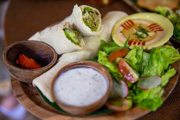 Chicken wrap with hummus