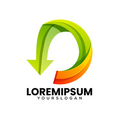 colorful letter d arrow icon logo design
