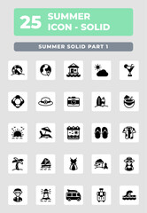 Summer Holiday glyph icon style design