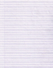 Lined paper sheet for cursive writing background template copy space. Book paper surface with stripes.