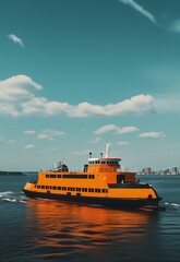 Fototapeta premium A minimalist pop art portrayal of the Staten Island ferry, capturing the essence of urban transit in NYC.