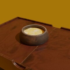 3d computer-rendered illustration of a bowl of soup