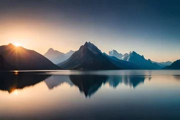 Foto auf Acrylglas sunrise over the mountains © Muhammad