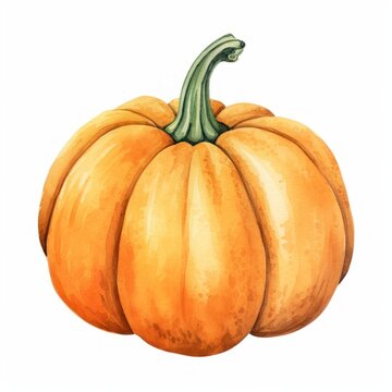 watercolor orange pumpkin isolated on white background