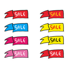 set of colorful sale tags