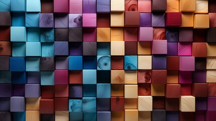 Aligned were colorful wooden blocks. large format. .