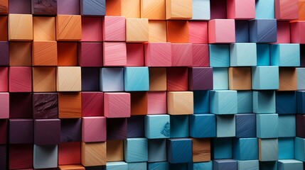Aligned were colorful wooden blocks. large format. .
