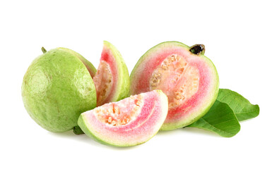 Pink guava fruit isolated on white background