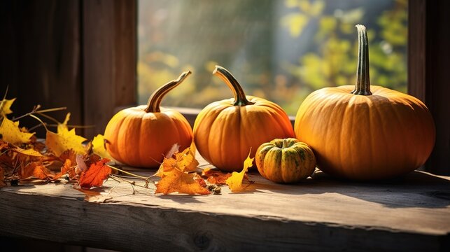 halloween pumpkin and pumpkins in a garden