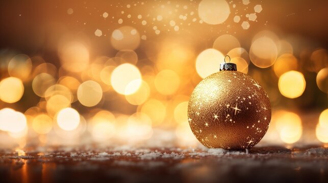 golden christmas ball on red background