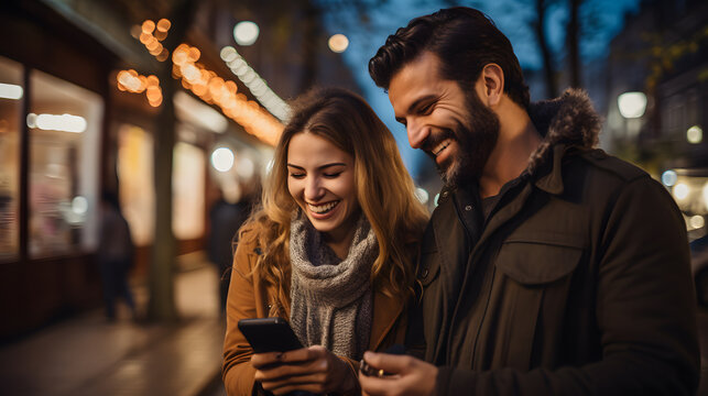 They Are Looking At Their Phones While Walking Down The Street Generative AI