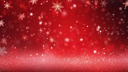 red christmas background with snowflakes - obrazy, fototapety, plakaty