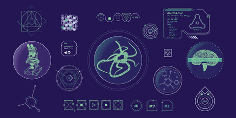 Vector data elements for sci-fi interface infographics.