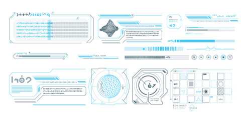 Vector data elements for sci-fi interface infographics.