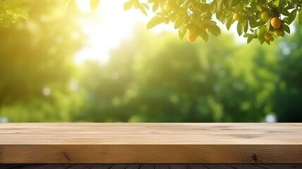 Naklejka na ściany i meble wooden table on green background