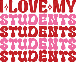 valentines teacher retro svg design and eps file