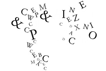 Digital png illustration of black and white letters on transparent background