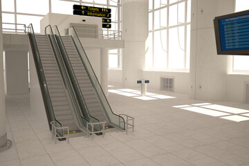 Digital png illustration of airport escalator on transparent background