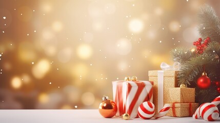 christmas tree with candles and gifts