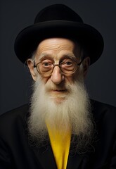 An artistic and minimalist portrayal of a rabbi, capturing the essence of Jewish faith and...