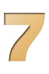 Orange confetti font number 7 isolated on transparent background.