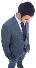 Digital png photo of businessman looking down on transparent background