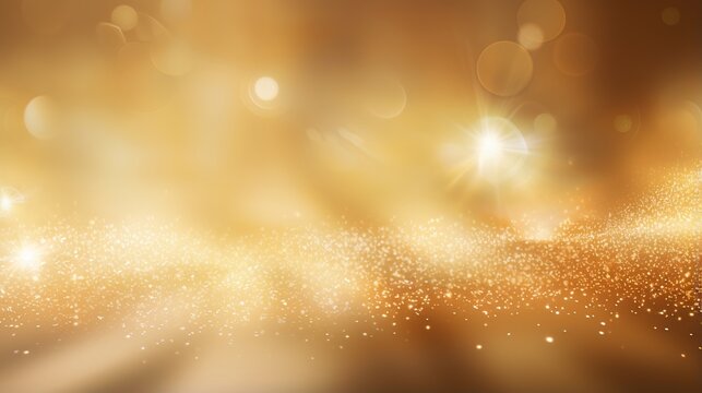 Background with gold Christmas lights and blast of light